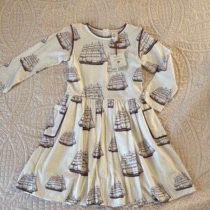 kate quinn Cream Dress with Brown Sailboat Print